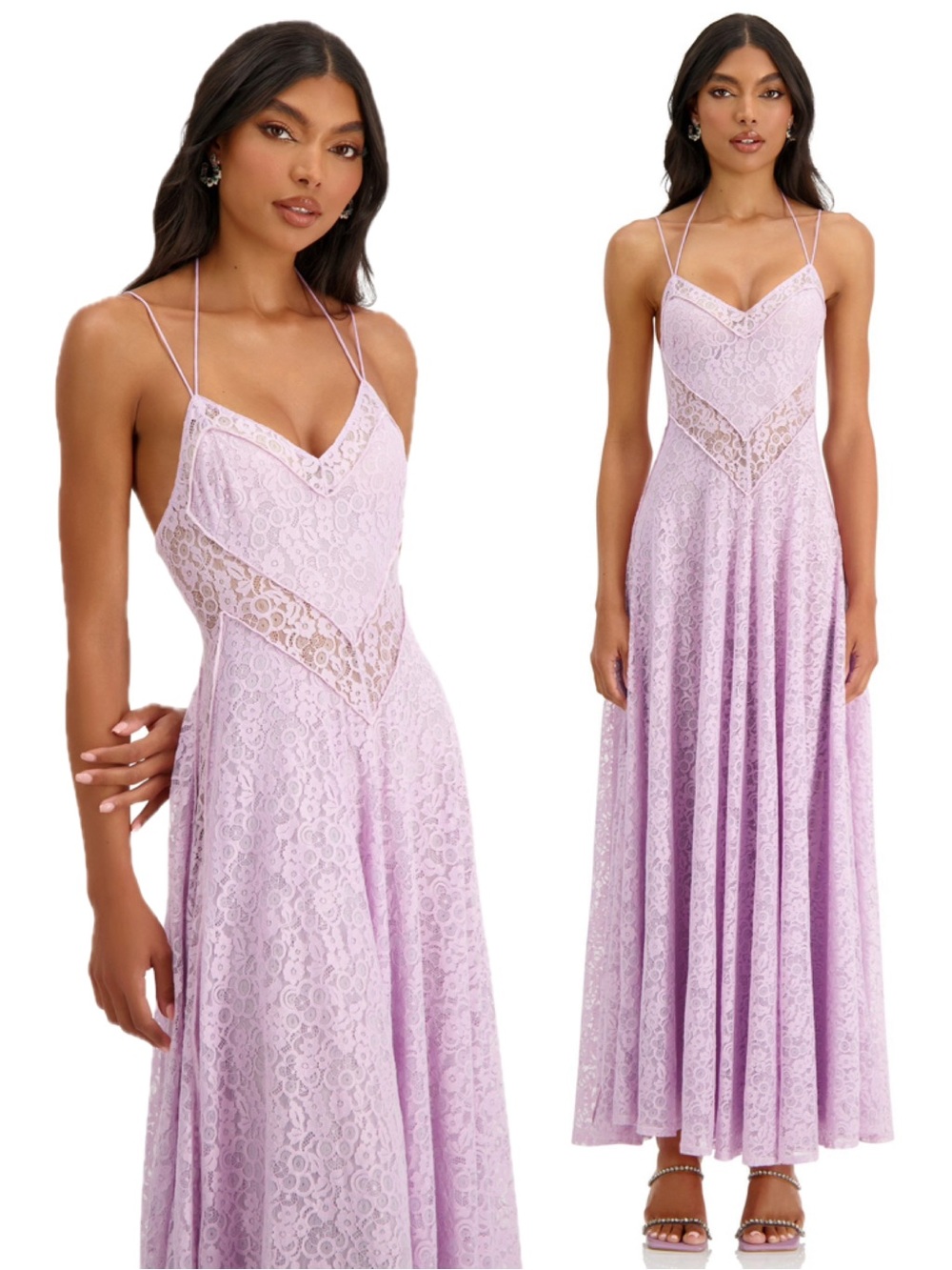 NWT Alamour the Label Flavia Lace Maxi Formal Dress in Lilac | Small
